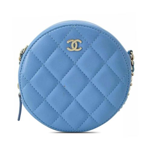 Chanel Quilted Lambskin Round Clutch with Chain