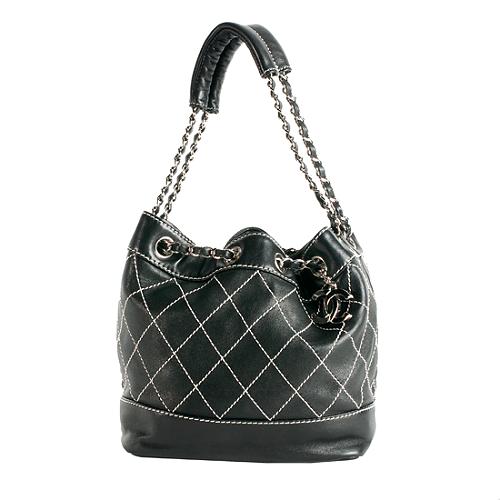 Chanel Quilted Lambskin Drawstring Small Bucket Bag