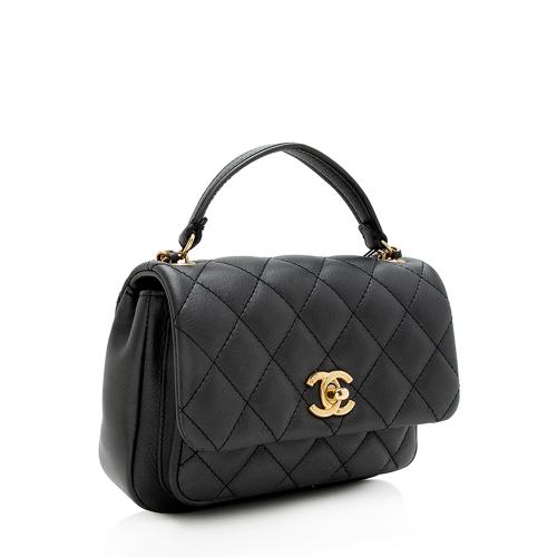 Chanel Quilted Lambskin Top Handle Flap Bag