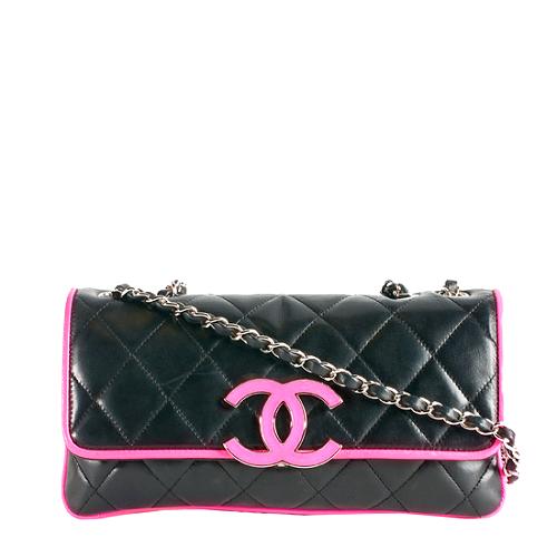Chanel Quilted Lambskin Two Tone Small Flap Shoulder Bag