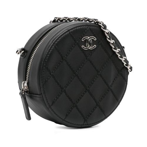 Chanel Quilted Lambskin Ultimate Stitch Round Clutch with Chain
