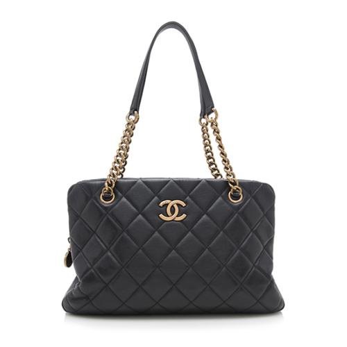 Chanel Quilted Leather CC Crown Small Tote