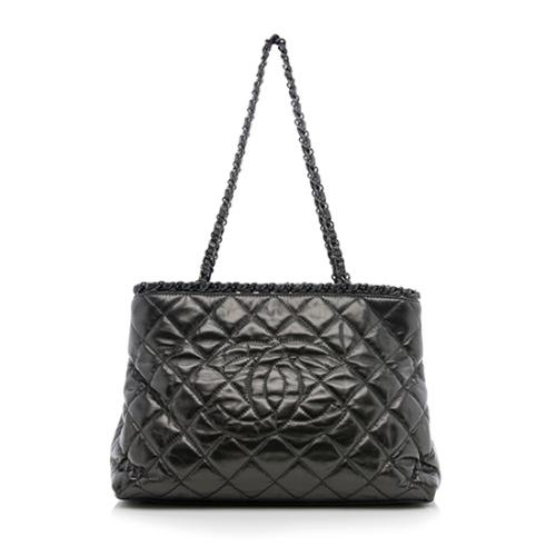 Chanel Quilted Leather Chain Me Small Shopping Tote