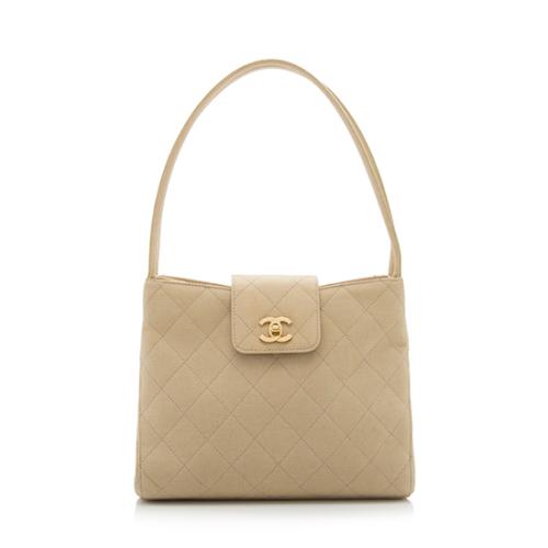Chanel Quilted Linen Satchel 
