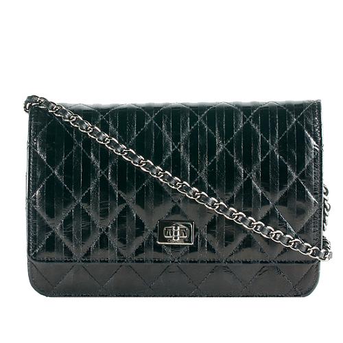 Chanel Quilted Metallic Stripe Leather WOC Shoulder Handbag