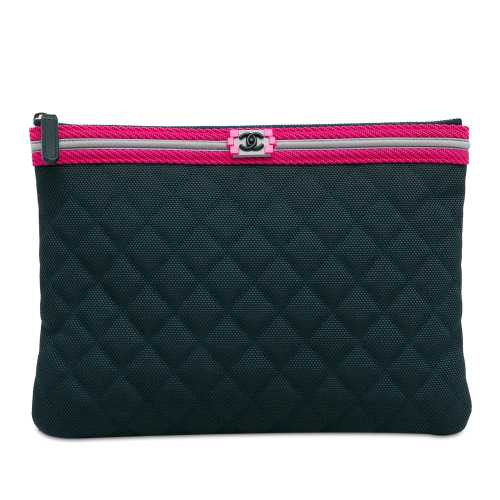 Chanel Quilted Nylon Fluo Boy O Case Clutch