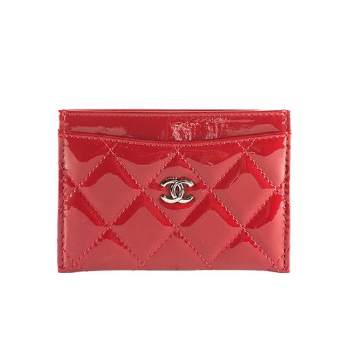 Chanel Quilted Patent Leather Card Holder Wallet
