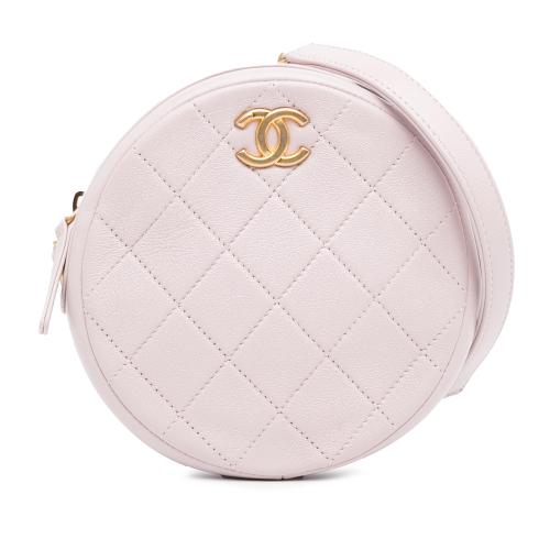 Chanel Quilted Patent Round Clutch with Chain