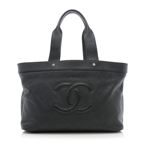 Chanel Quilted Perforated CC Logo Tote