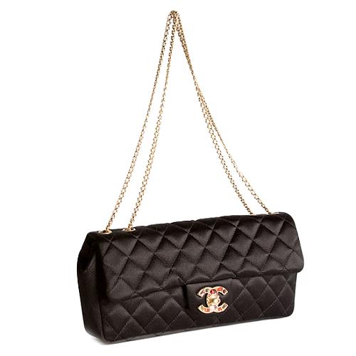 Chanel Quilted Satin Flap Shoulder Handbag