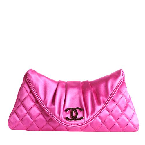 Chanel Quilted Satin Moon Clutch