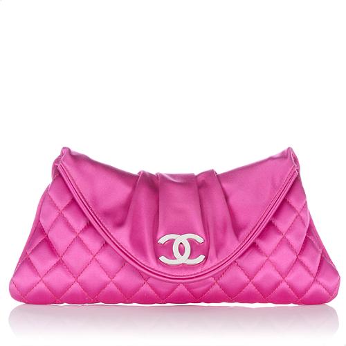 Chanel Quilted Satin Moon Clutch