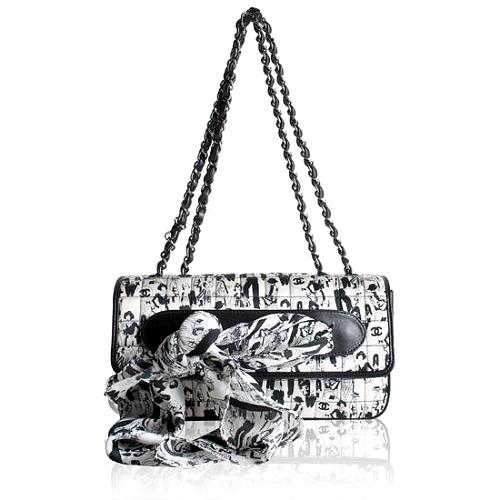 Chanel Quilted Satin Print Shoulder Handbag 