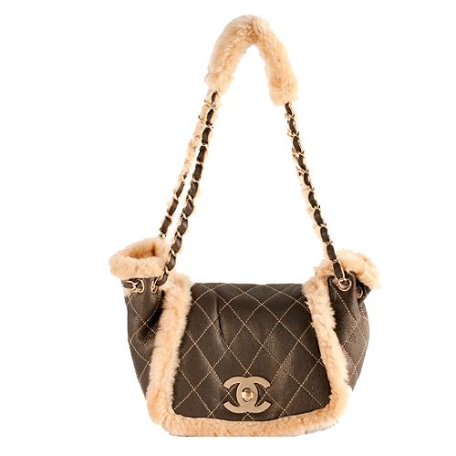 Chanel Quilted Shearling Medium Flap Shoulder Handbag