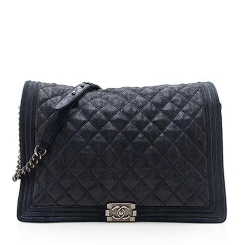 Chanel Quilted Suede Gentle Boy XL Flap Bag