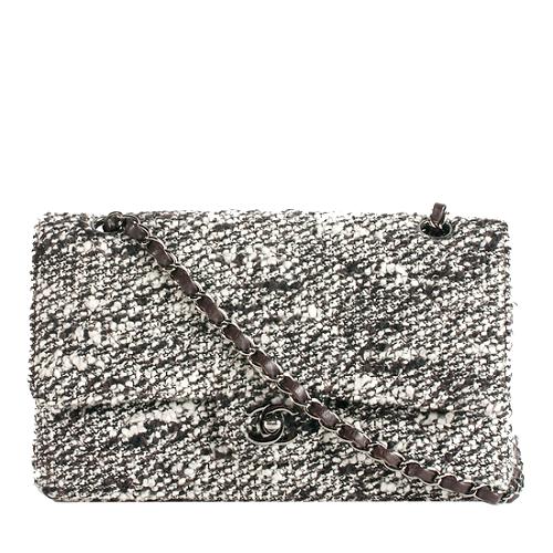 Chanel Quilted Tweed Double Flap Shoulder Bag