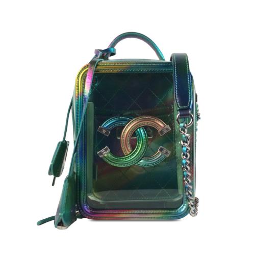 Chanel Rainbow PVC CC Filigree Vertical Vanity Case