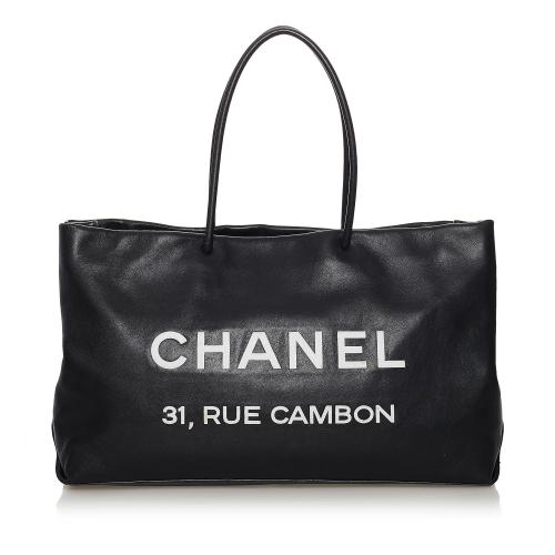 Large black leather '31 Rue Cambon' tote bag