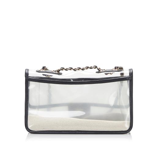 Chanel Black Calfskin And Transparent PVC Sand By The Sea Flap Bag