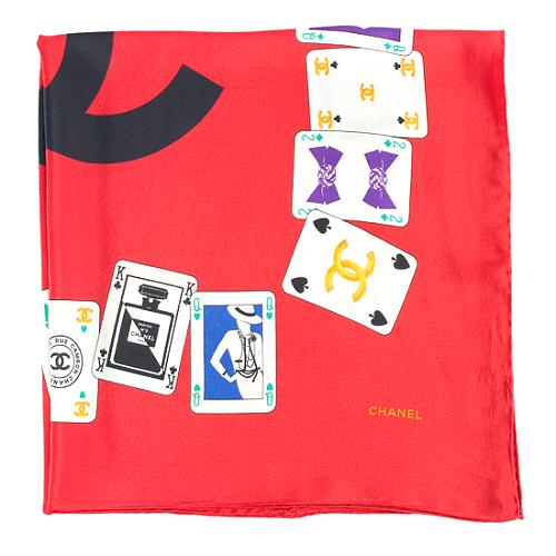 Chanel Silk Precious Symbols Playing Cards 90cm Scarf