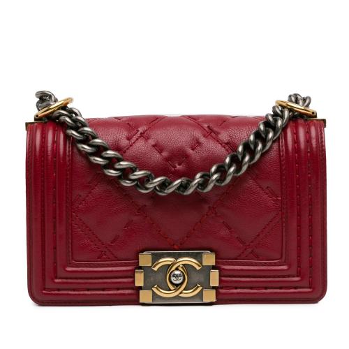 Chanel Small Grained Calfskin Boy Double Stitch Flap