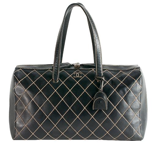 Chanel Surpique Calfskin Quilted Duffle Bag