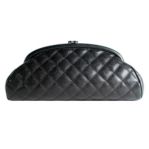 Chanel Timeless Quilted Caviar Leather Evening Clutch