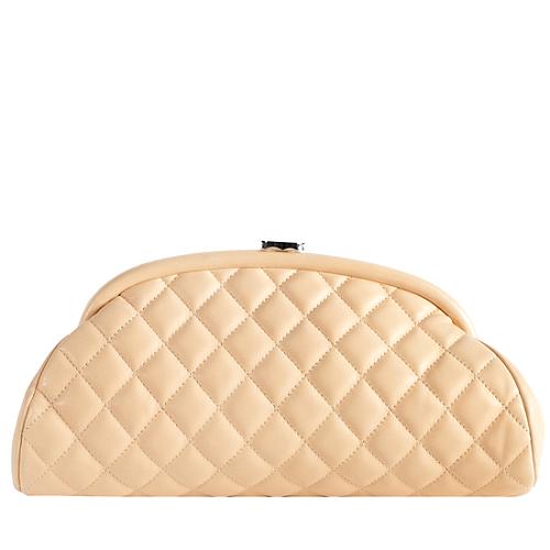 Chanel Timeless Quilted Lambskin Leather Evening Clutch