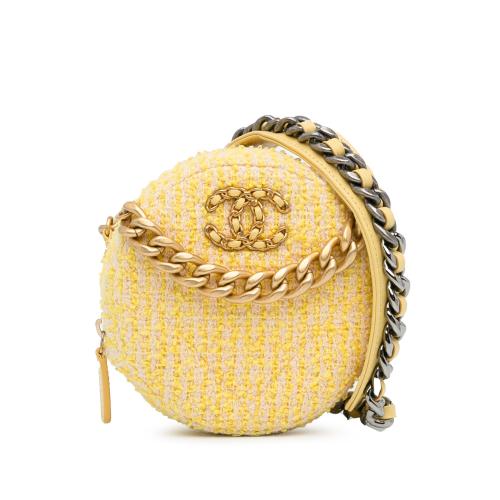 Chanel Tweed 19 Round Clutch with Chain