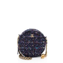 Chanel Tweed CC Round Clutch with Chain
