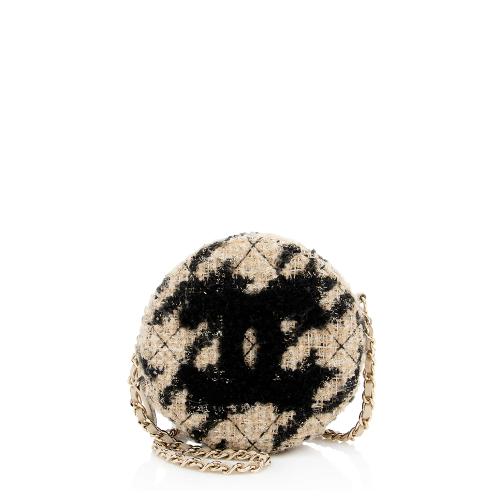 Chanel Tweed Round Clutch with Chain 