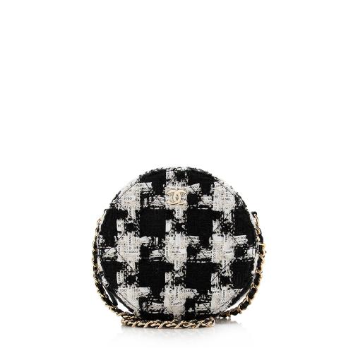 Chanel Tweed Round Clutch with Chain