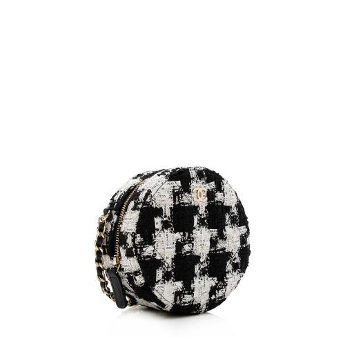 Chanel Tweed Round Clutch with Chain