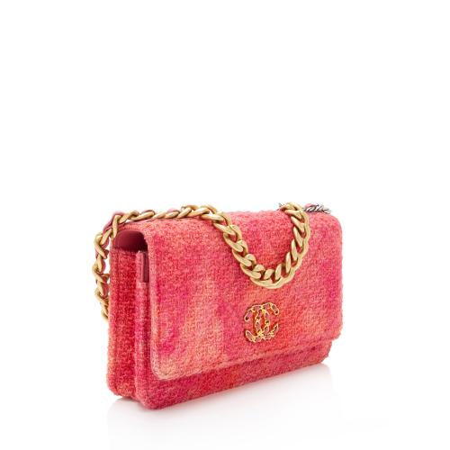 Chanel Tweed Wool Lambskin 19 Wallet on Chain
