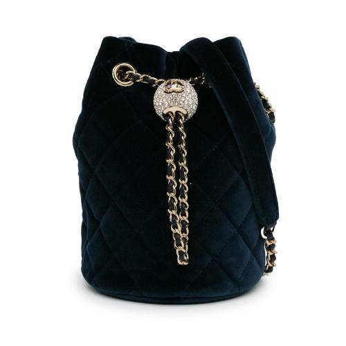 Chanel Velvet Crystal Pearl Crush Bucket Bag