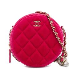 Chanel Velvet Pearl Crush Round Clutch with Chain