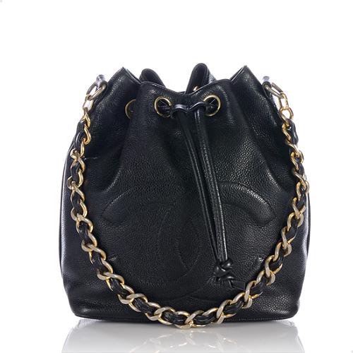 Chanel Vintage Caviar Leather Timeless CC Drawstring Bucket Bag