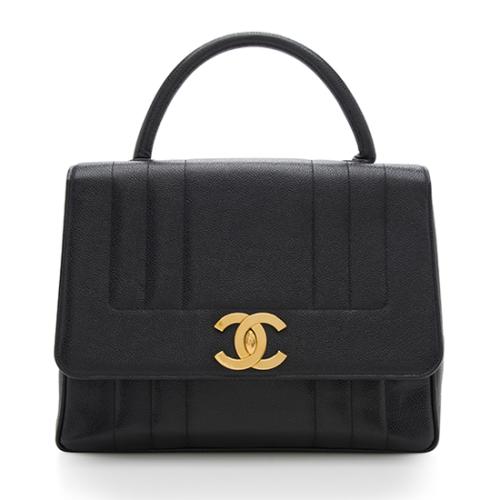 Chanel Vintage Caviar Leather Vertical Quilted Top Handle Satchel 