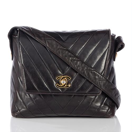 Chanel Vintage Chevron Quilted Shoulder Bag
