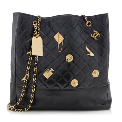 Chanel Vintage Lambskin Charms Shopping Tote