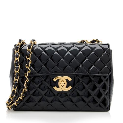 Chanel Vintage Patent Leather Jumbo Single Shoulder Bag