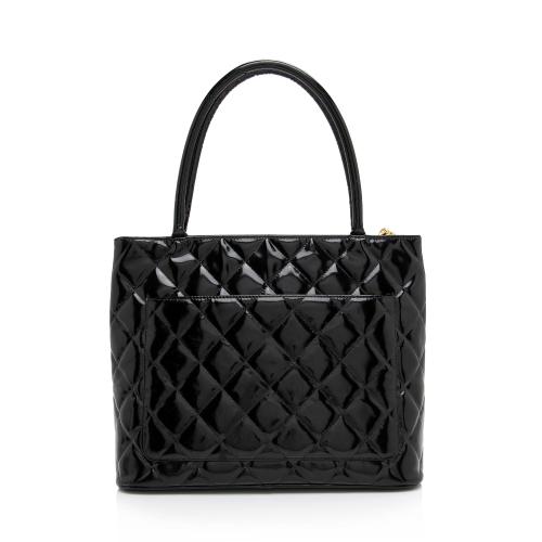 Chanel Vintage Patent Leather Medallion Tote