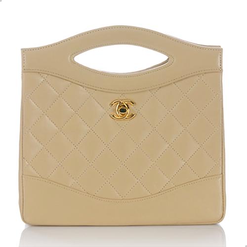 Chanel Vintage Quilted Lambskin Cut Out Handle Shoulder Bag