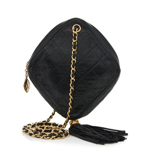 Chanel Vintage Quilted Lambskin Tassel Chain Shoulder Bag