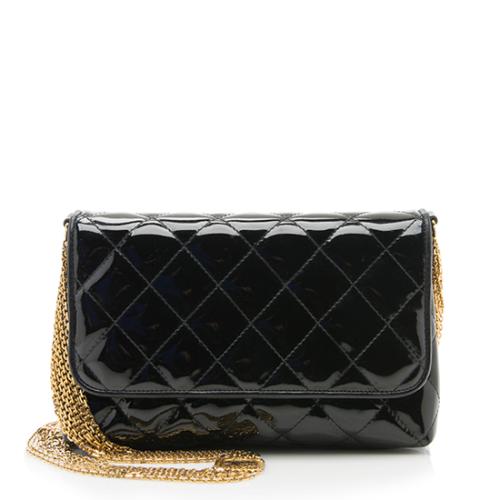 Chanel Vintage Quilted Patent Leather Chain Flap Bag