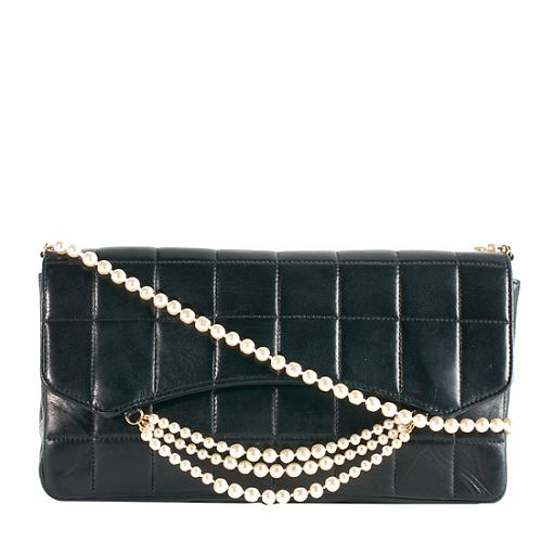 Chanel Vintage Square Quilted Pearl Chain Shoulder Bag