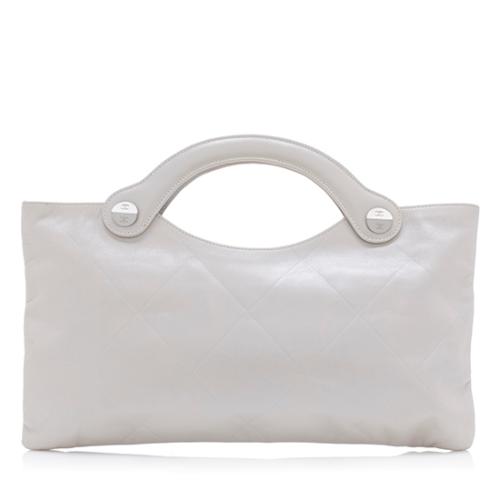 Chanel Leather Vintage Top Handle Clutch