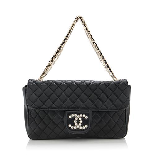 Chanel 2021 Mini Square Pearl Samba Flap Bag - Black Crossbody Bags,  Handbags - CHA896826