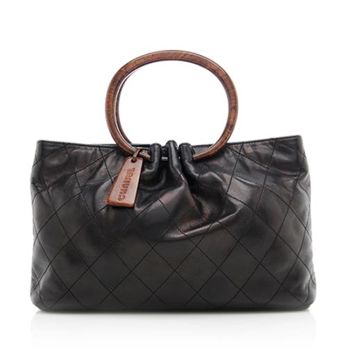 Chanel Wood Handle Leather Tote