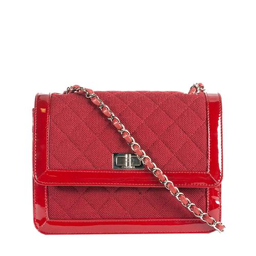 Chanel Wool Jersey & Patent Leather Mademoiselle Flap Shoulder Bag